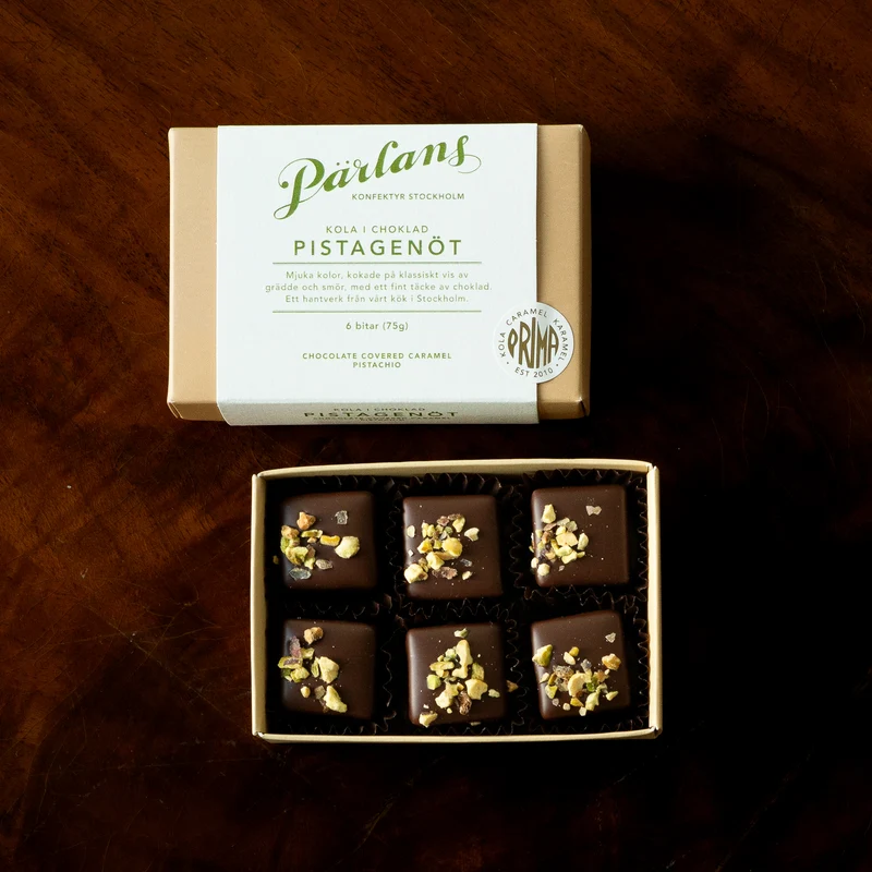 chocolate covered caramel PISTACHIO 6 pieces