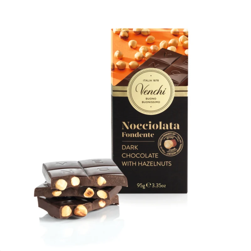 Venchi Mørk Chokolade Med Hele Hasselnødder 100g