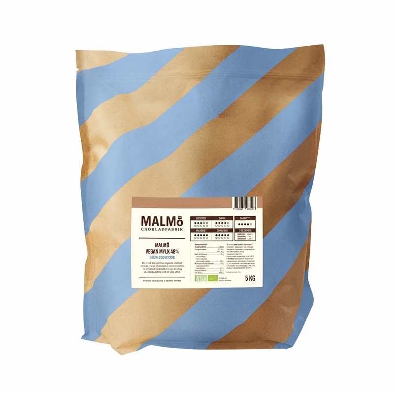 Malmö Chokladfabrik Vegansk Ljus Choklad 48% EKO 5kg