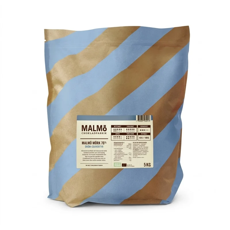 Malmö Chokladfabrik Mørk Chokolade 70% ØKO 5 kg
