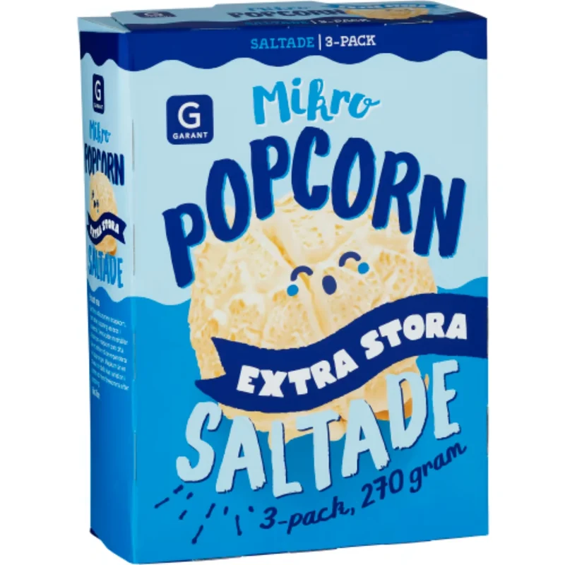 Garant Mikropopcorn Extra Stora Saltade - Extra Large Salted Micropopcorn 3x90g