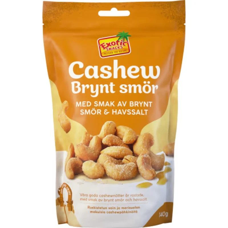 Exotic Snacks Cashew Brynt Smör & Havssalt - Cashew Nuts with Browned Butter and Sea Salt flavour 140g