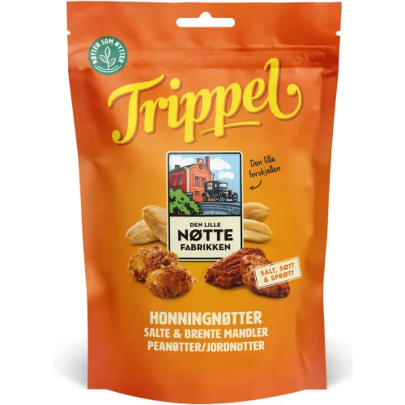 Nottefabrikken Trippel Honningsnötter - Honey-Roasted Nuts 190g