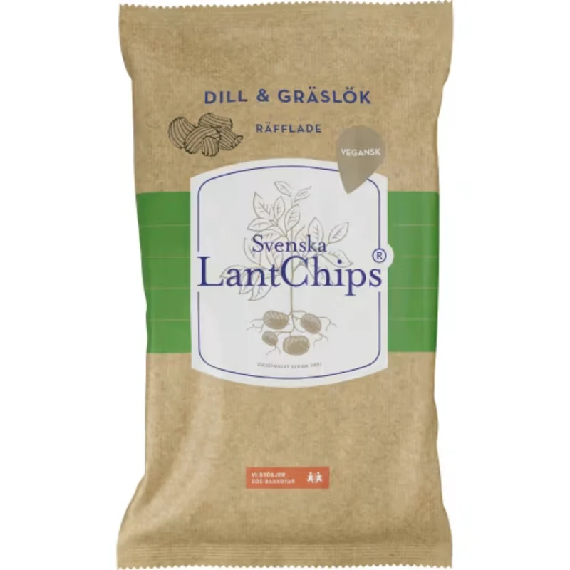Svenska Lantchips Dill Gräslök Räfflade Chips - Dill & Chives Ridged Chips 200g