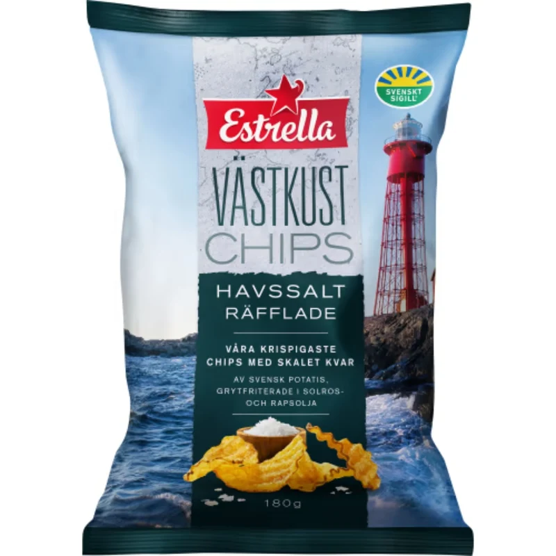 Estrella Västkustchips Havssalt Rafflade - Sea Salt Chips 180g