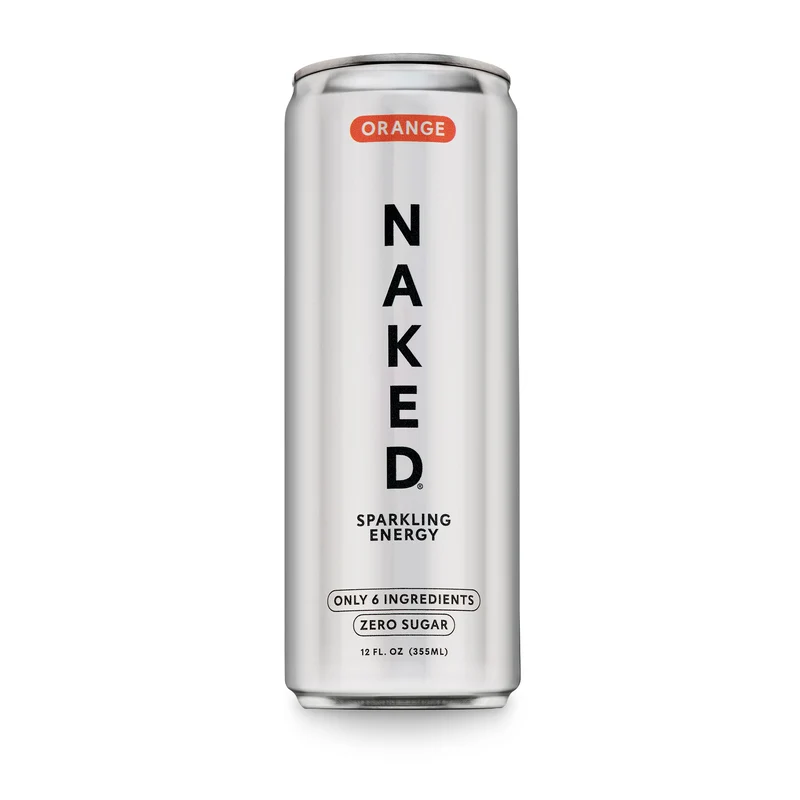 Orange Naked Sparkling Energy | Clean Energy Drink - 12 Cans
