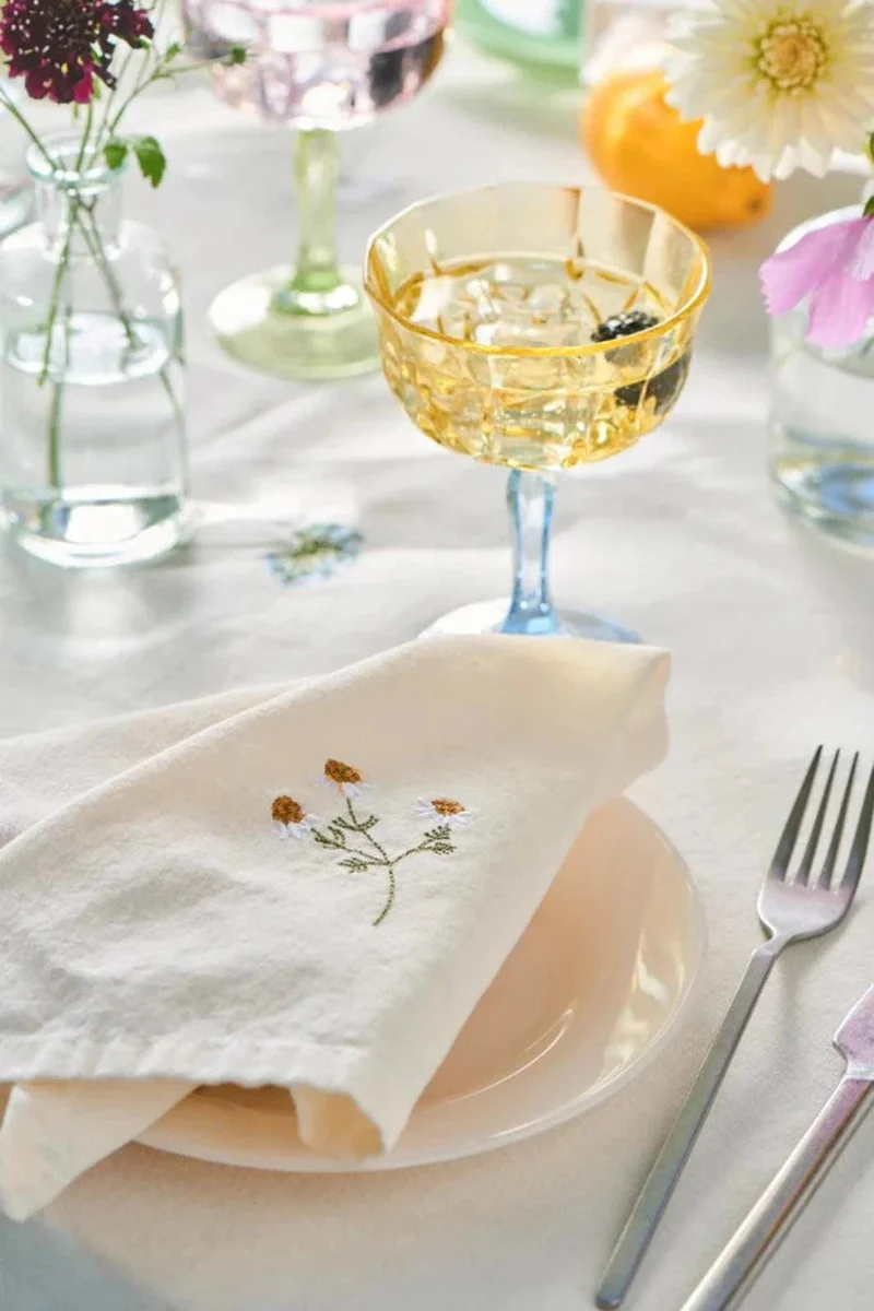Ib Laursen - Stofserviet Flora M/marguerit Butter Cream - 63032-82
