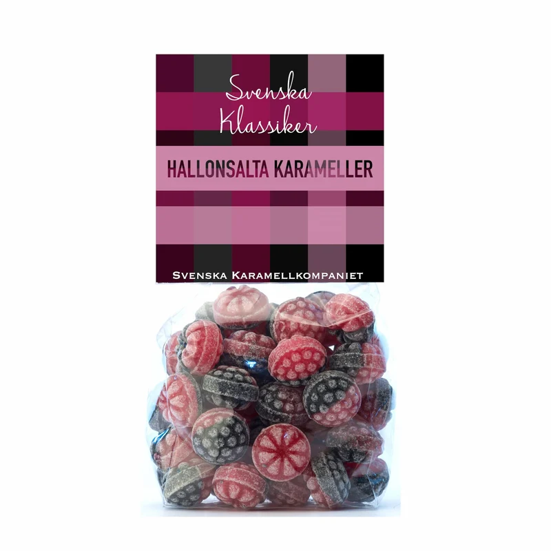 Hallonsalta karameller