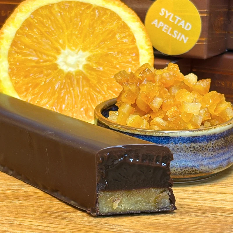 Syltad Apelsin - Marsipan och mörk cognacstryffel. NU 50% STÖRRE!