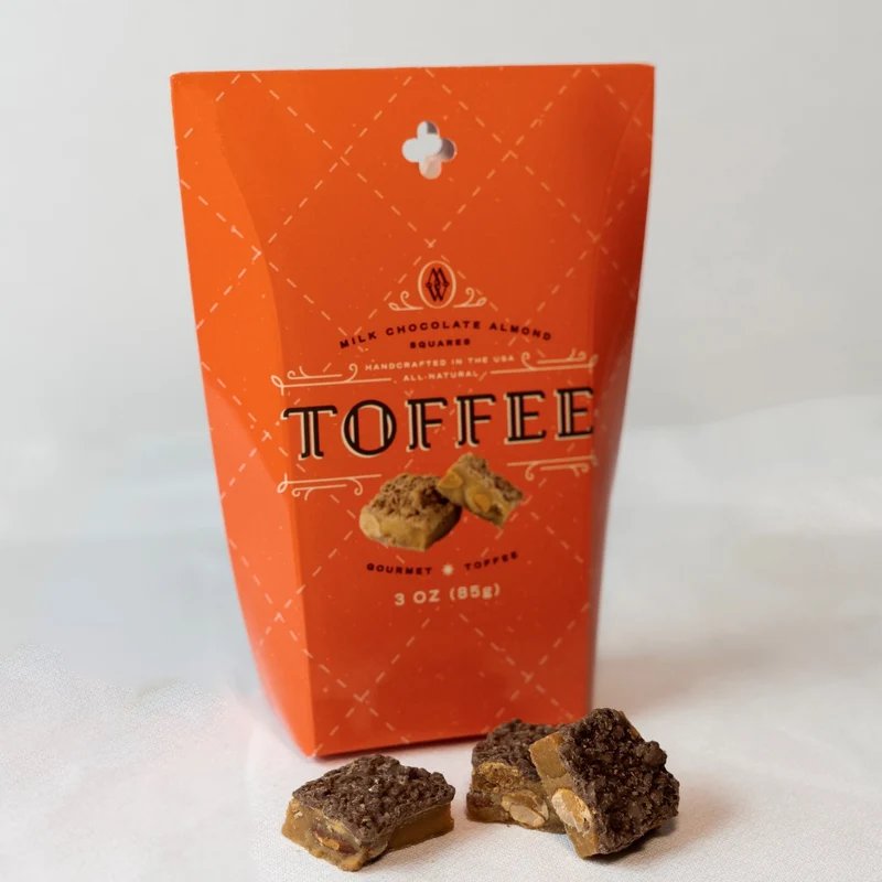Milk Chocolate Almond Toffee Squares - Grab & Go Pouch - 3 Pack