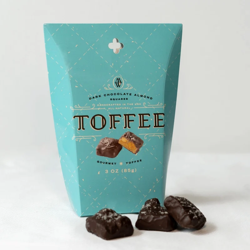 Dark Chocolate Almond Sea Salt Toffee Squares - Grab & Go Pouch - 3 Pack
