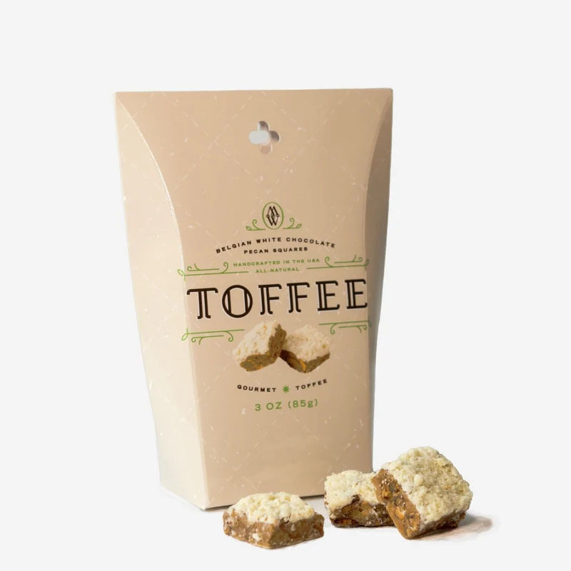 Belgian White Chocolate Pecan Toffee Squares - Grab & Go Pouch - 3 Pack