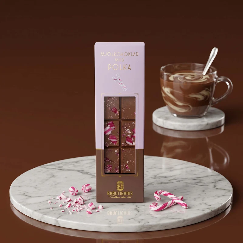Chokladkaka mjölkchoklad med polkagris