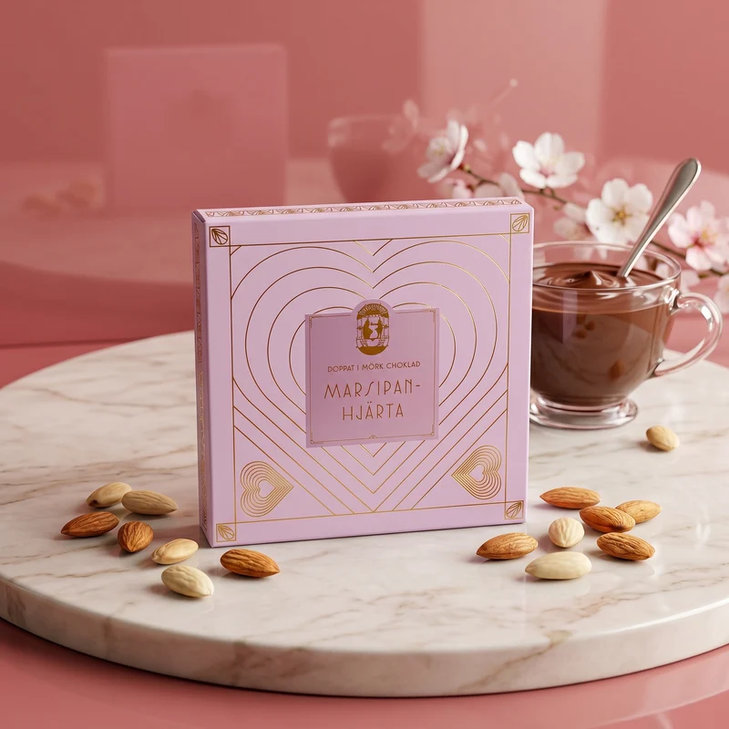 Marsipanhjärta rosa ask 100g
