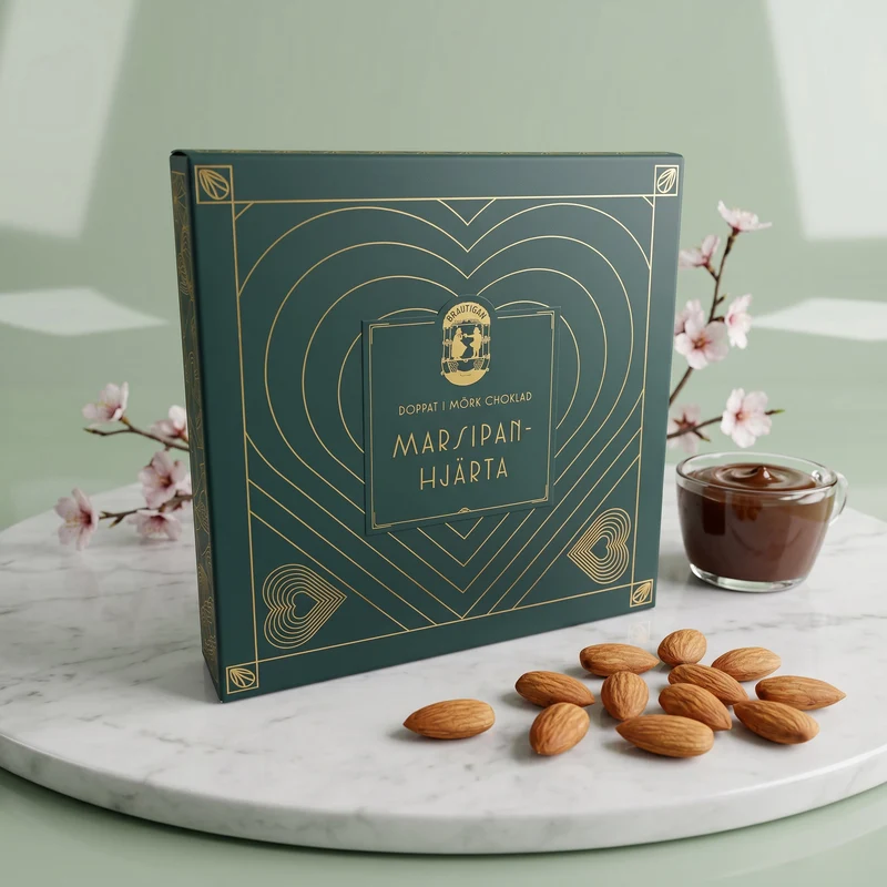Marsipanhjärta grön ask 100g