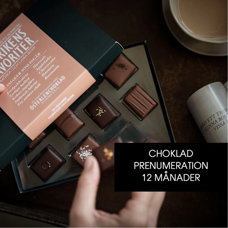 Ett år av choklad. Prenumeration på månadens chokladlåda - (12 månader)