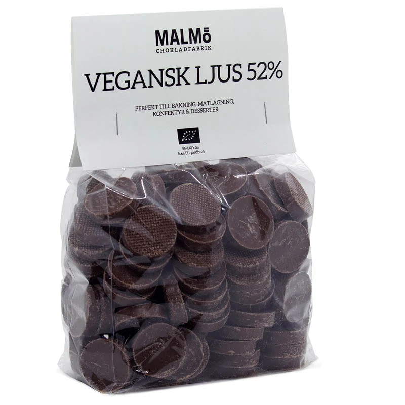 Malmö Chokladfabrik Vegansk Ljus Choklad 48% EKO 1Kg
