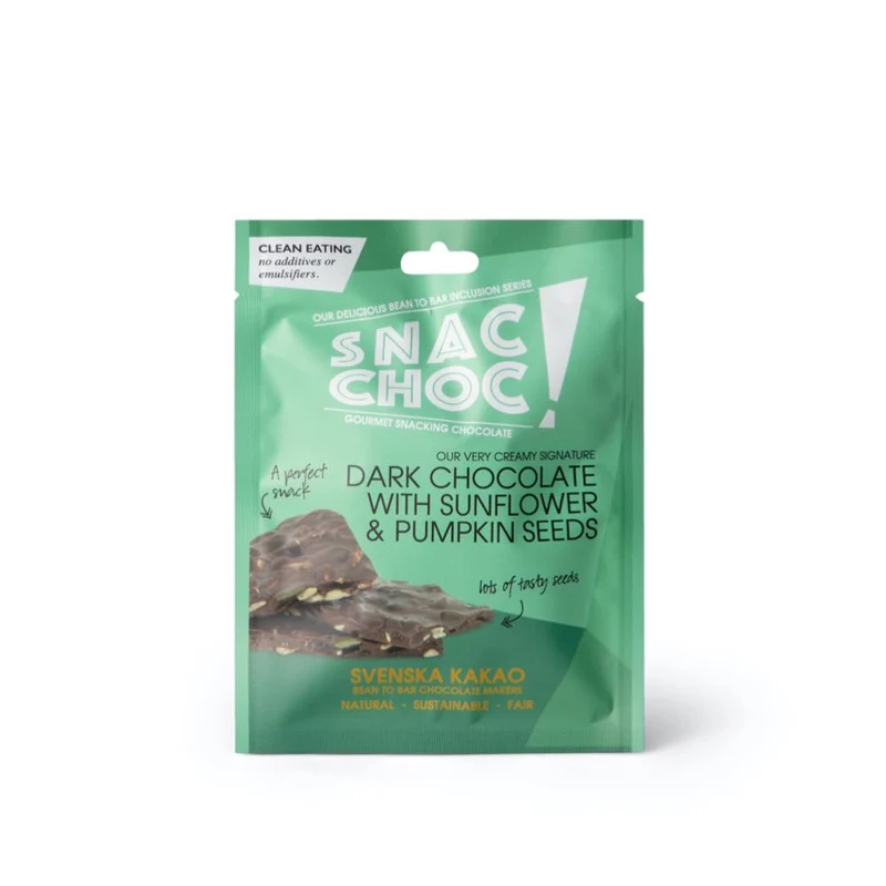 Nyttigt snacks - Snac Choc! Mörk choklad, pumpafrön & solrosfrön