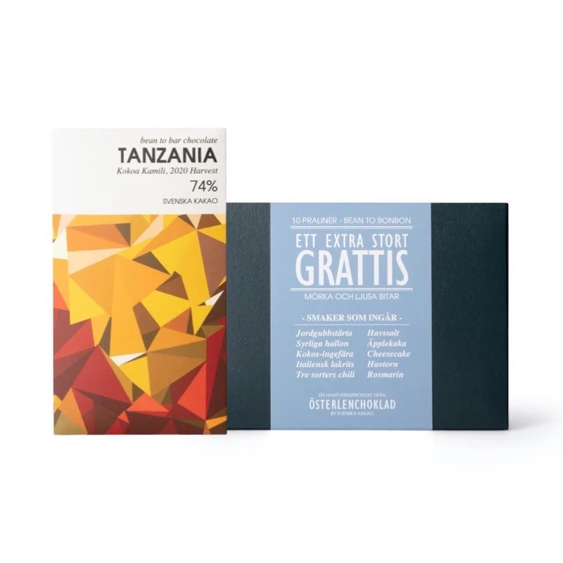 Chokladbud - Presentask praliner Grattis och mörk choklad 74%
