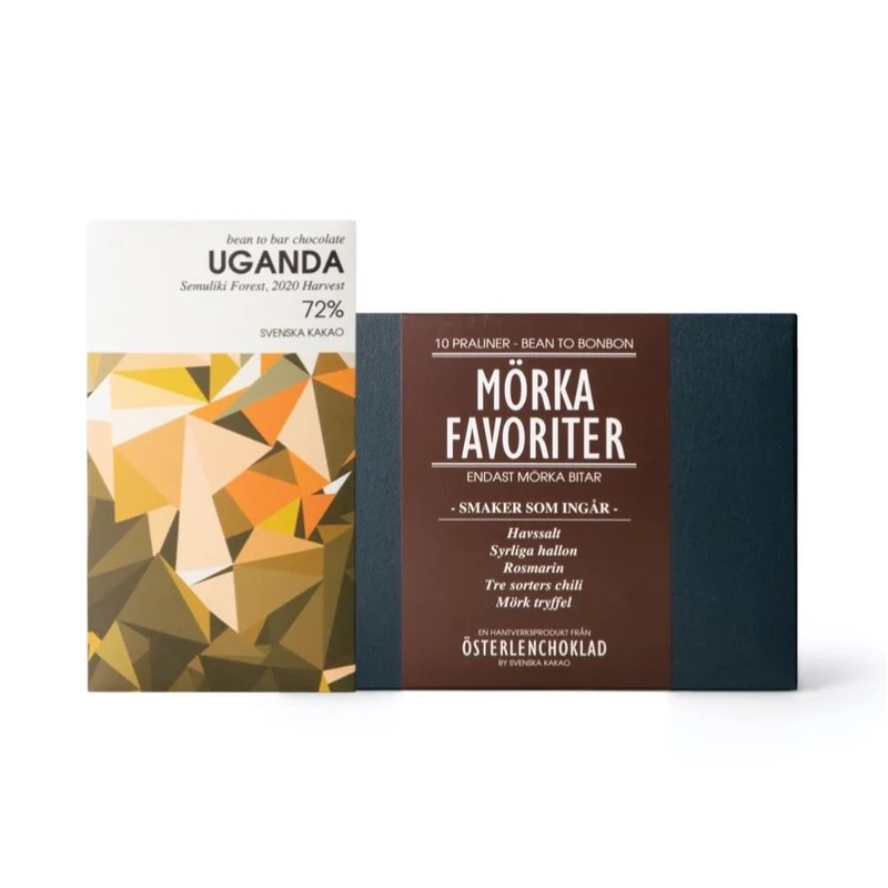 Chokladbud - Presentask med mörka chokladbitar & mörk chokladkaka 72%