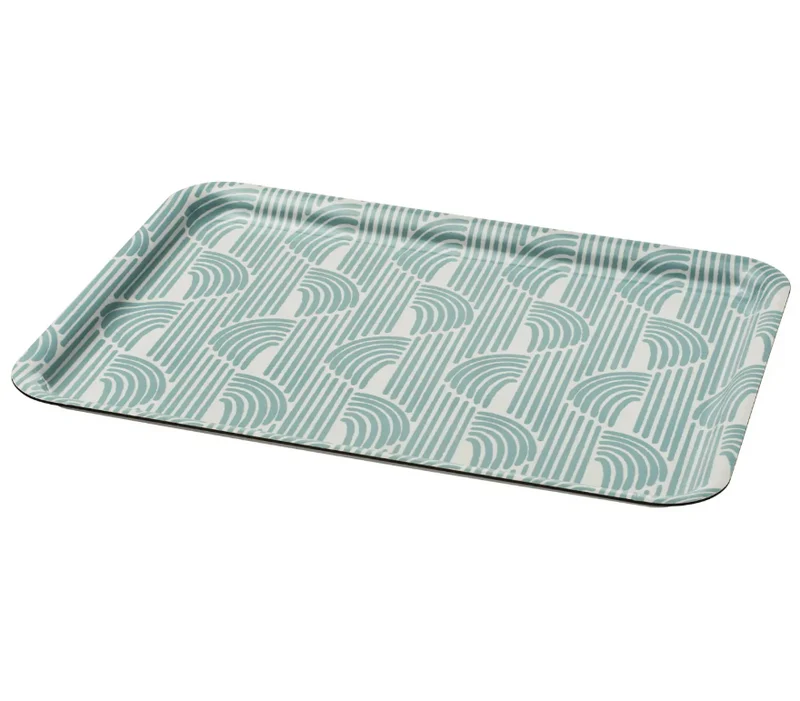 SLÖJSTJÄRT tray, blue/patterned, 28x37 cm