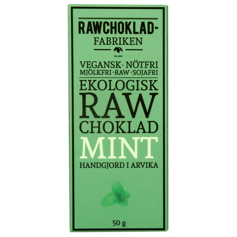 Råchokolade Mint Nibs 73%, 50G, Rawchokladfabriken