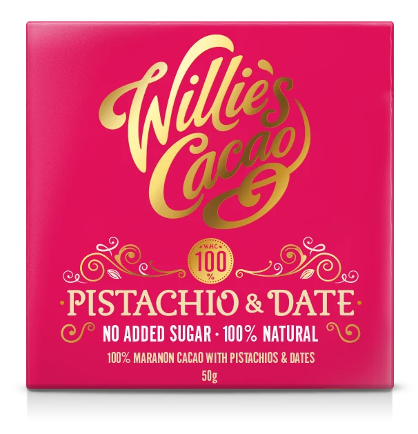Willie’s Cacao Pistacie & Dadel, 100% 50g