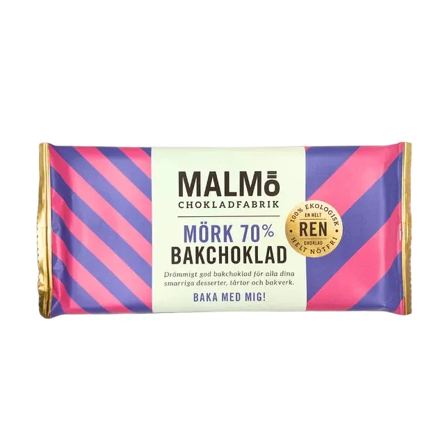 Malmö Chokladfabrik Bagechokolade mørk 70% 96g