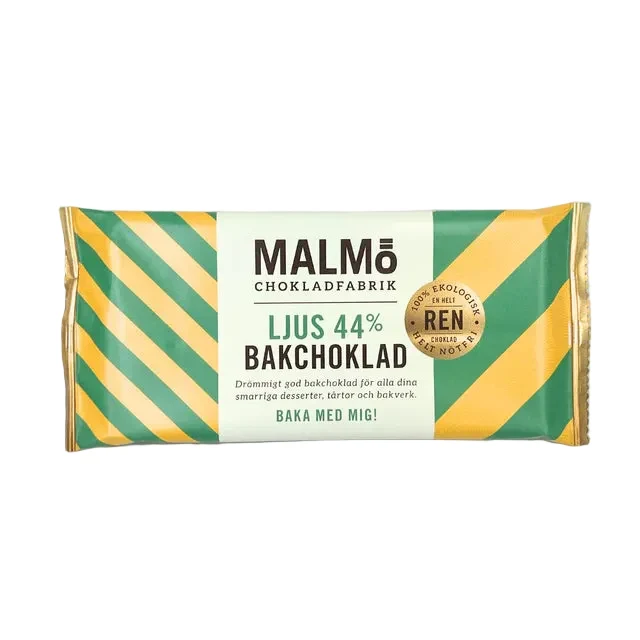 Malmö Chokladfabrik Bagechokolade lys 44% 96g