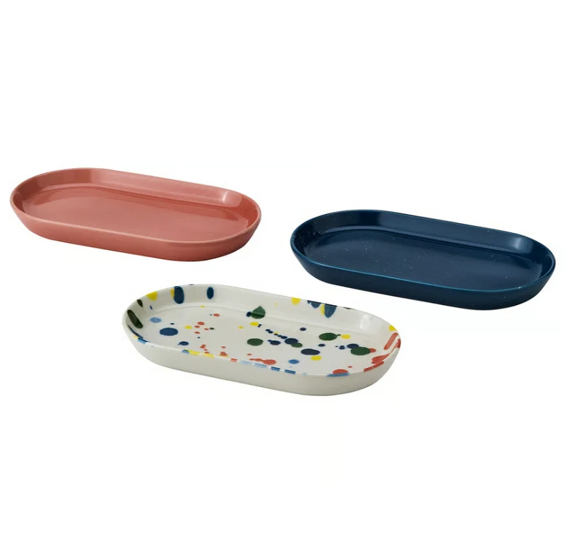 RÖDSNULTRA Serving plate, mixed patterns, 20x11 cm