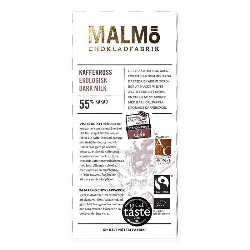 Malmö Chokladfabrik Kaffeknust 55% ØKO 80g