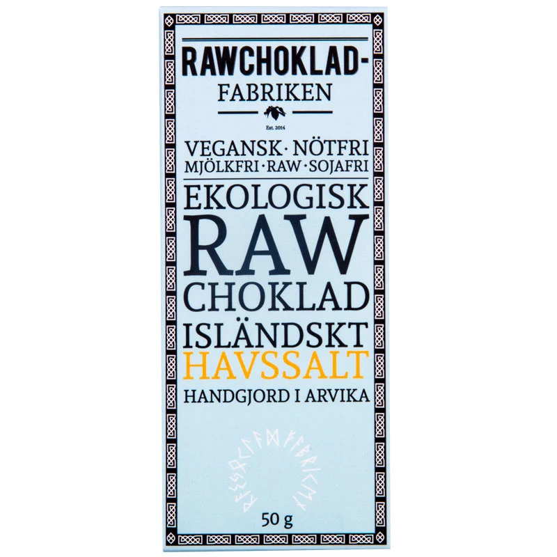 Råchokolade Islandsk Havsalt 73%, 50G, Rawchokladfabriken