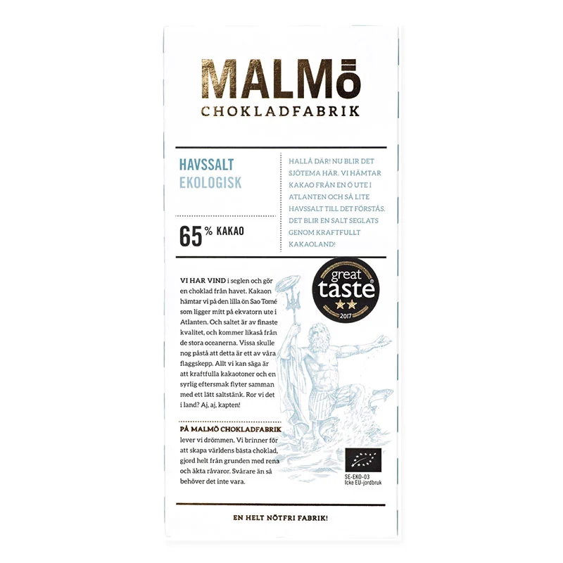 Malmö Chokladfabrik Havsalt 65% ØKO 80g