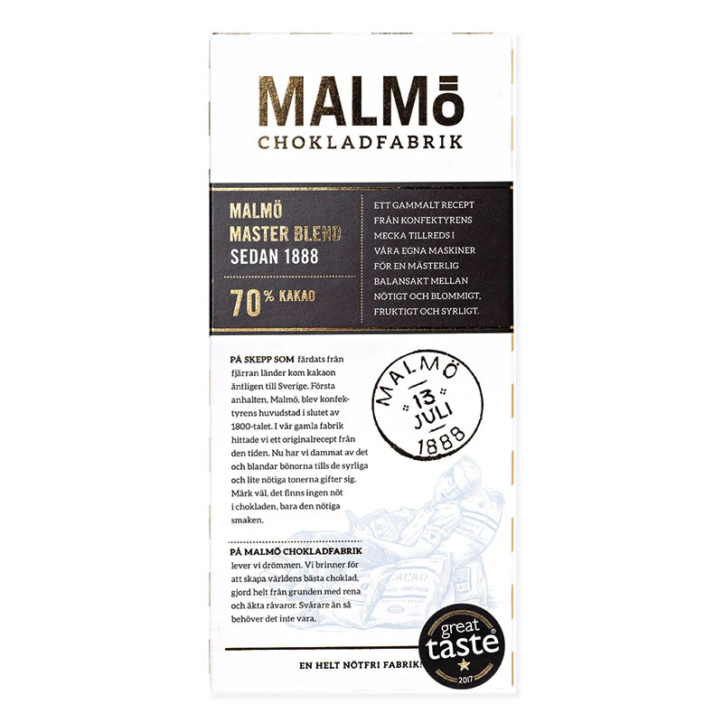 Malmö Chokladfabrik Master Blend 70% ØKO 80g