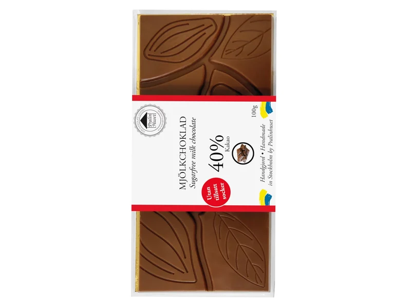 Pralinhuset Sukkerfri Mælkechokolade 40% 100g