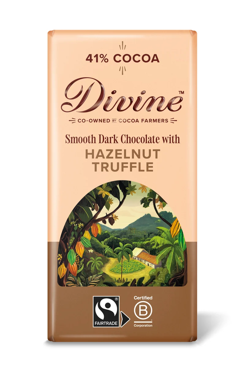 Divine Dark Chocolate 41% with Hazelnut 90g