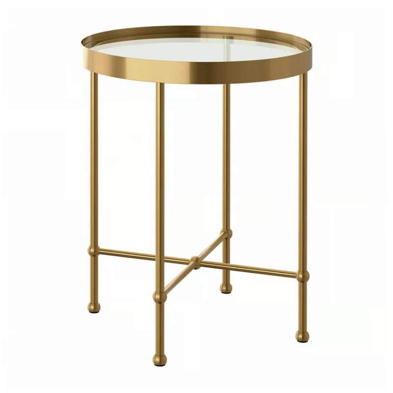 TORSJÖ Side table, gold effect/glass, 45 cm