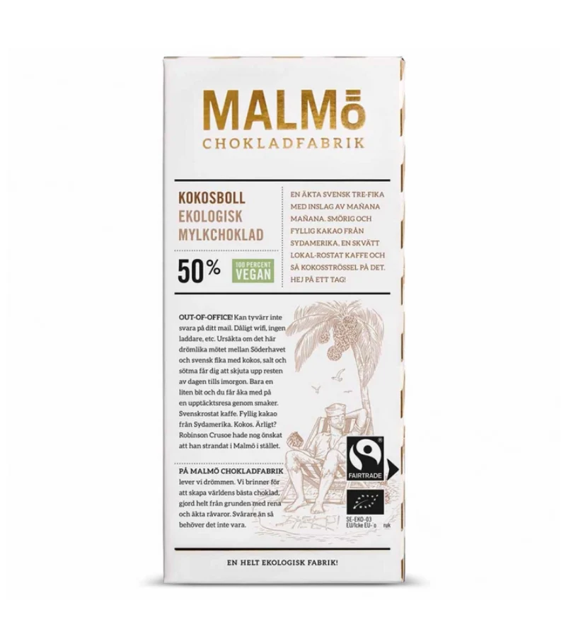 Malmö Chokladfabrik Kokosboll 50% 80g