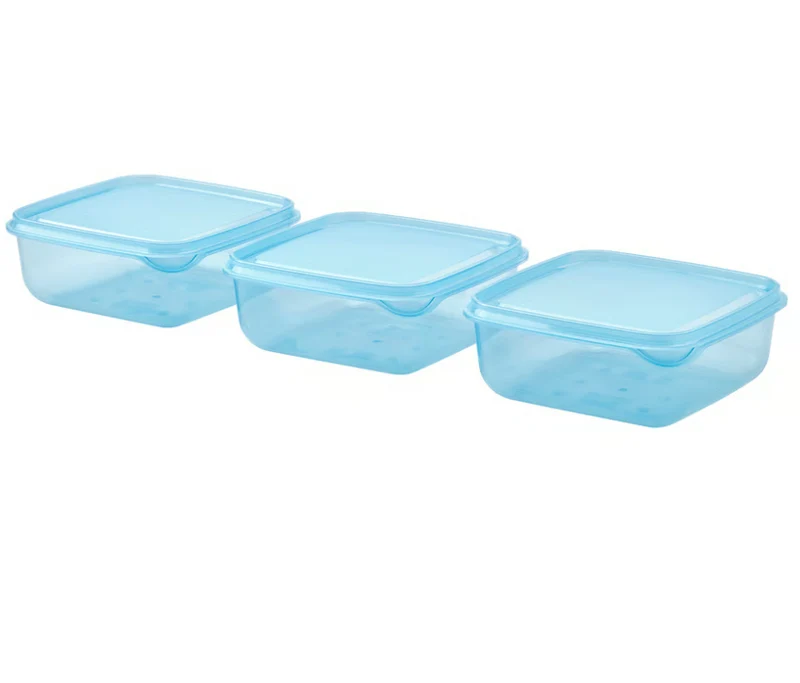 PRUTA Food container with lid, blue, 20 oz