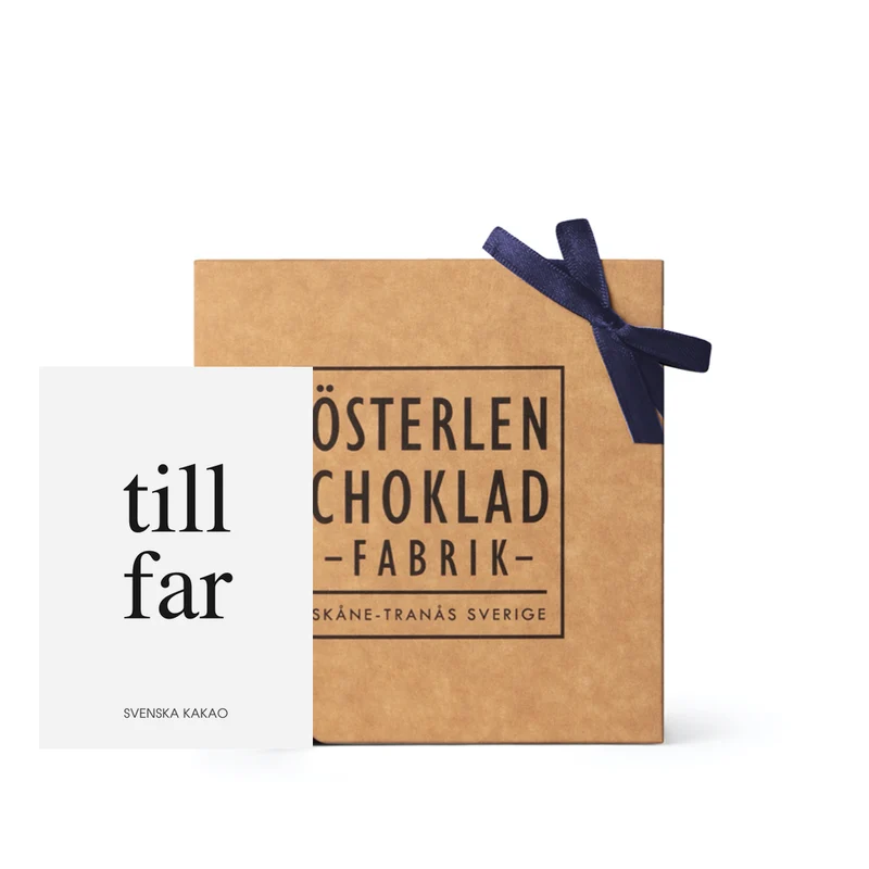 Pralinask Fars dag 12 bitar med blått band och kort