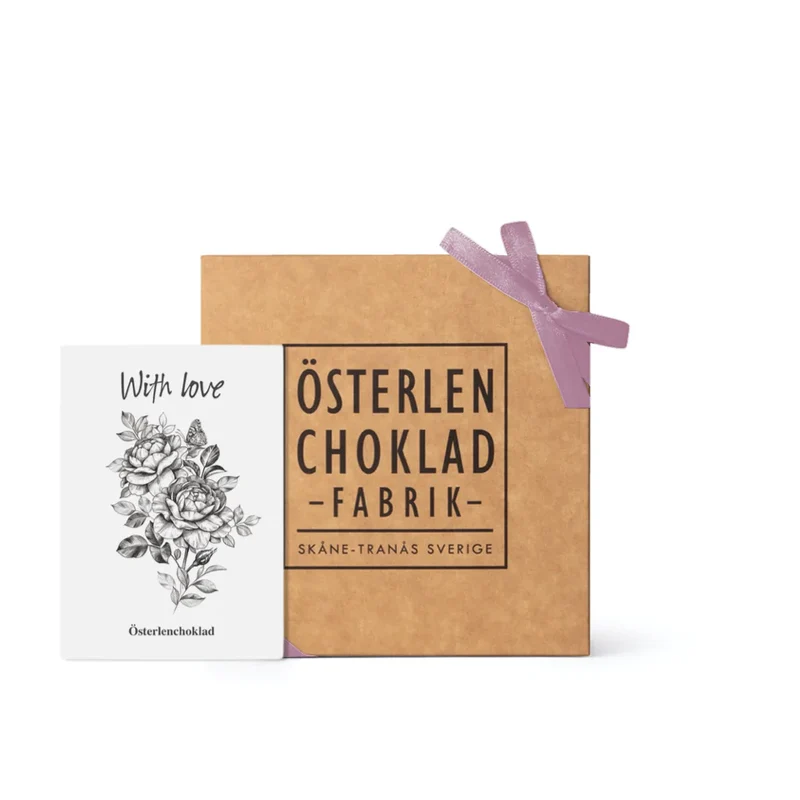 With Love - Pralinask 12 bitar med rosa band och kort