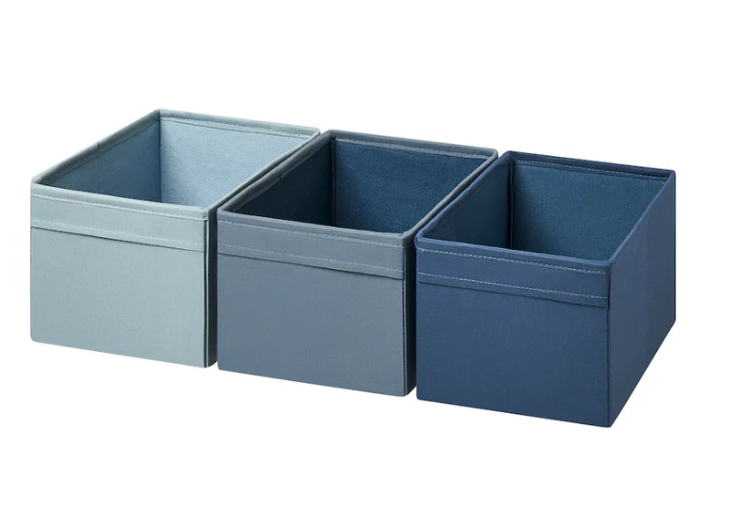 DRÖNA Box, set of 3, blue, 18x25x15 cm