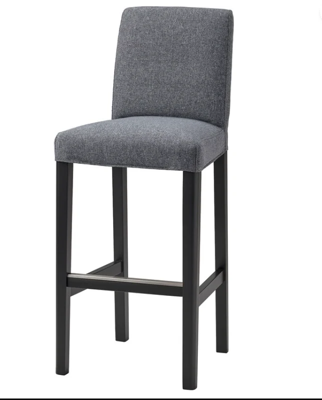 BERGMUND Bar stool with backrest frame, black, 75 cm/BERGMUND cover grey