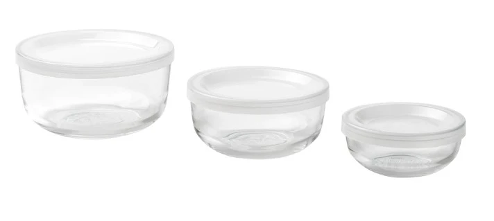 BESTAMMA Food container with lid, set of 3, glass