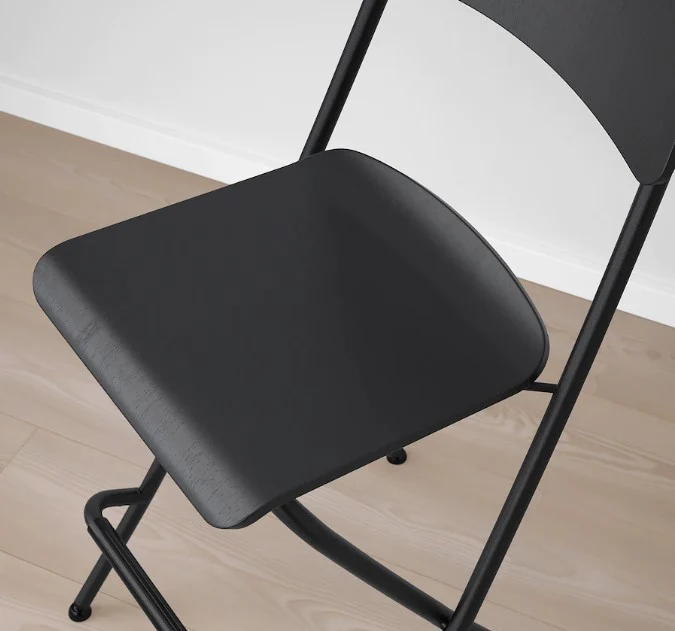 FRANKLIN Bar stool with backrest, foldable, black 24 3/4 " (63 cm)