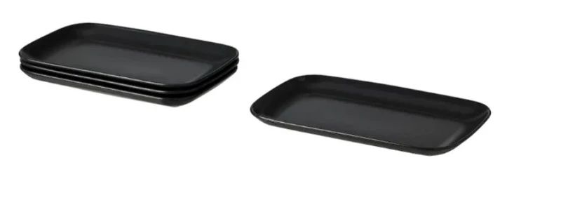 FARGKLAR Plate, set of 4 matt dark grey, 30x18 cm
