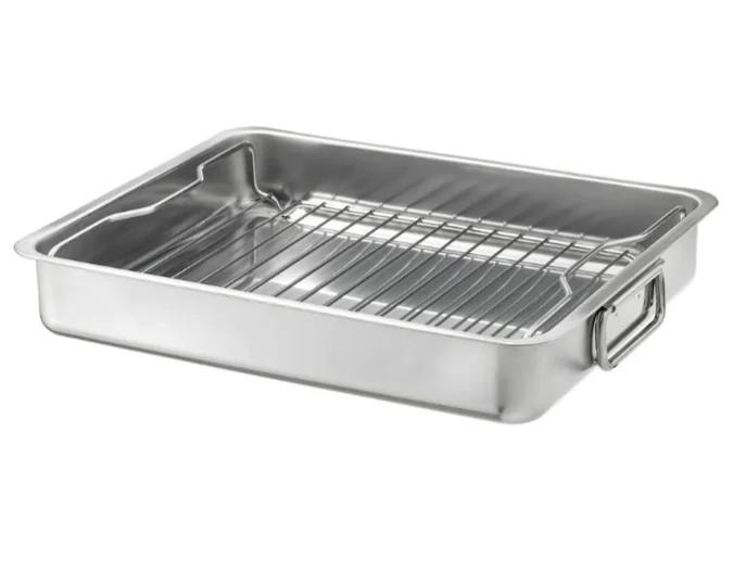 KONCIS Roasting tin with grill rack, stainless steel, 40x32 cm