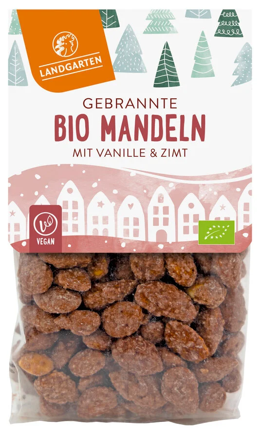 Økologiske Brændte Mandler Vanilje & Kanel - 150G - Landgarten