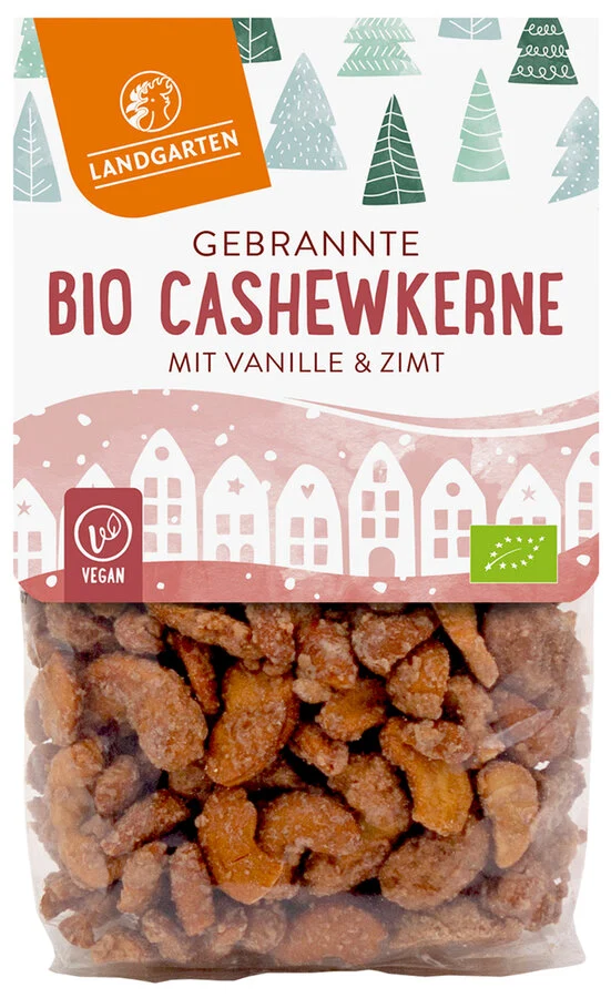 Økologiske Brændte Cashews Vanilje & Kanel - 150G - Landgarten