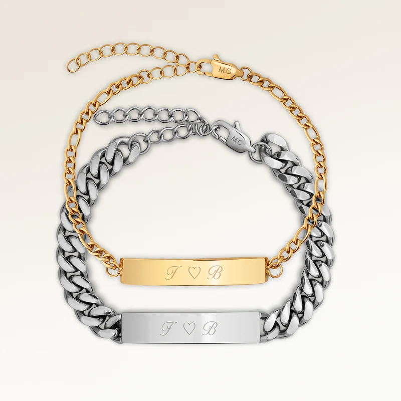 Kärleksarmband - Bar Armband 5mm + 8mm (Guld & Silver)